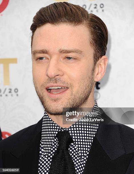 Justin Timberlake attends the "20/20" album release party at El Rey Theatre on March 18, 2013 in Los Angeles, California.