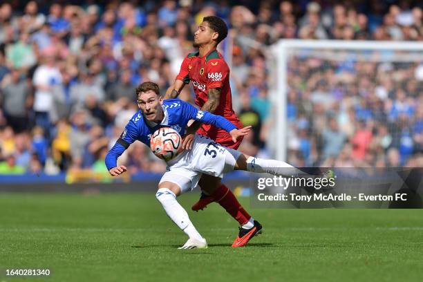 James Garner of Everton during the Premier League match between Everton FC and Wolverhampton Wanderers at Goodison Park on August 26, 2023 in...