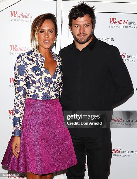 Pip Edwards and Adam Ashley-Cooper pose at the Westfield Autumn/Winter 2013 launch at Pelicano Bar on March 19, 2013 in Sydney, Australia.