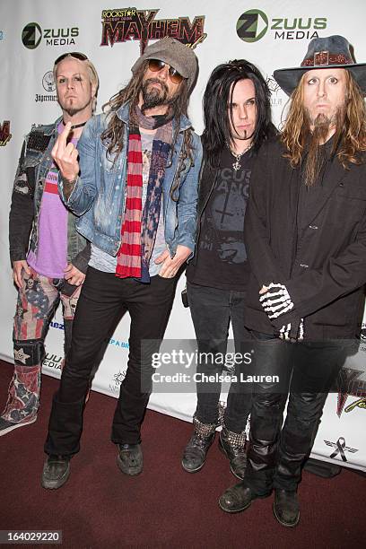 Guitarist John 5, vocalist Rob Zombie, bassist Piggy D., and drummer Ginger Fish of Rob Zombie attend the 6th annual Rockstar energy drink Mayhem...