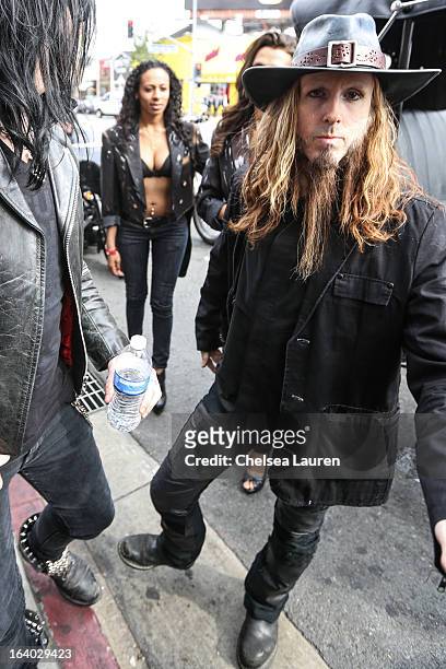 Drummer Ginger Fish of Rob Zombie arrives at the 6th annual Rockstar energy drink Mayhem festival press conference at The Whiskey A Go Go on March...