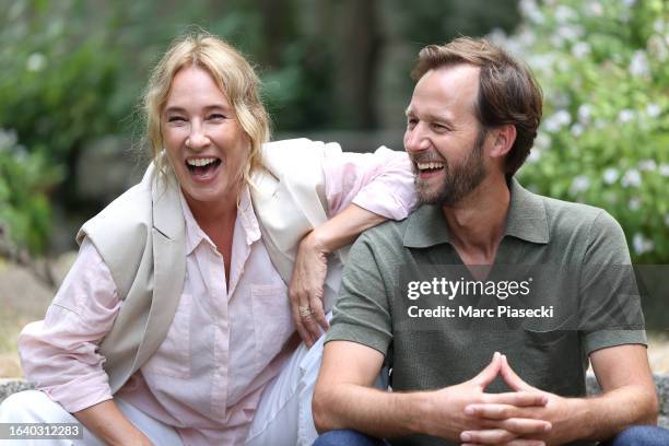 Emmanuelle Bercot and Benjamin Lavernhe attend the 'L'Abbé Pierre - Une Vie De Combats' Photocall during Day Five of the 16th Angouleme...