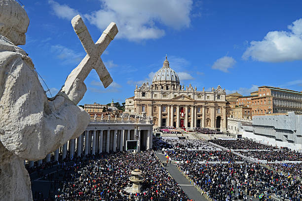 Pope Francis conducts mass on March 19, 2013 in Vatican City, Vatican. The inauguration of Pope Francis is being held in front of an expected crowd...