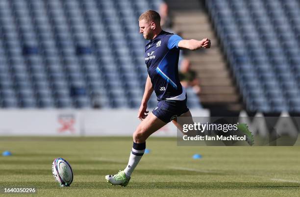 Finn Russell of Scotland is seen prior to the Summer International match between Scotland and Georgia at BT Murrayfield Stadium on August 26, 2023 in...