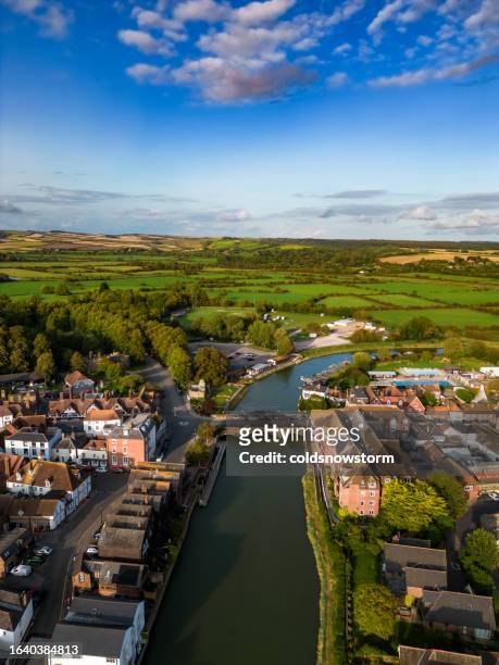 aerial view of market town of arundel in west sussex, uk - sussex stock pictures, royalty-free photos & images