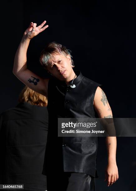 Conor Mason of Nothing But Thieves performs live on the main stage during day two of Reading Festival 2023 at Richfield Avenue on August 26, 2023 in...