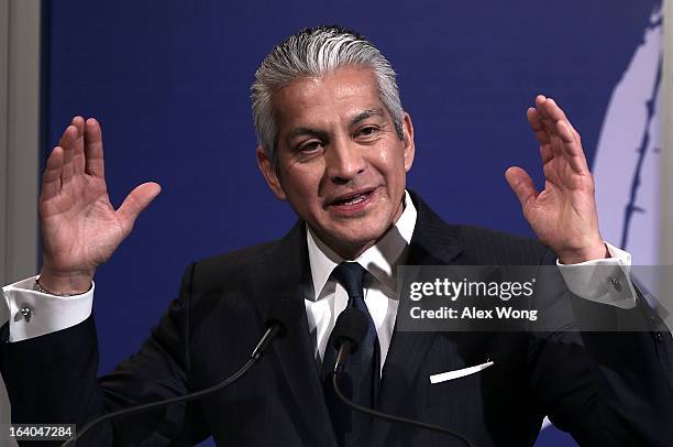 President and CEO of the U.S. Hispanic Chamber of Commerce Javier Palomarez speaks during a breakfast meeting of the chamber's 2013 Annual...