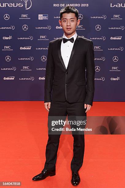 Table Tennis player Zhang Jike attends the 2013 Laureus World Sports Awards at the Theatro Municipal Do Rio de Janeiro on March 11, 2013 in Rio de...