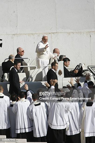 Pope Francis during his Inauguration Mass on March 19, 2013 in Vatican City, Vatican. The inauguration of Pope Francis is being held in front of an...