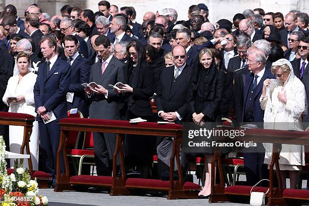 Duchess Maria Teresa of Luxembourg , Grand Duke Henri of Luxembourg and their son Prince Felix , Prince Albert II of Monaco , Princess Charlene of...