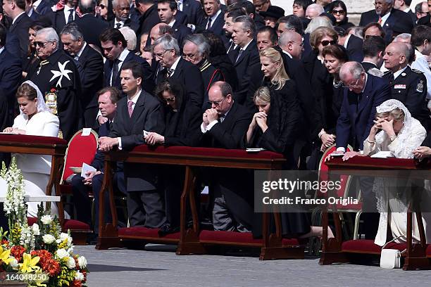 Grand Duke Henri of Luxembourg and Duchess Maria Teresa of Luxembourg with their son Prince Felix, Prince Albert II of Monaco and Princess Charlene...