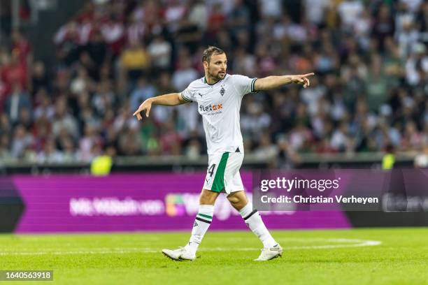 Tony Jantschke of Borussia Moenchengladbach in action during the Bundesliga match between Borussia Moenchengladbach and FC Bayern Muenchen at...