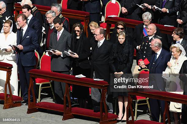 Duchess Maria Teresa of Luxembourg , Grand Duke Henri of Luxembourg , Prince Albert II of Monaco , Princess Charlene of Monaco , King Albert II of...