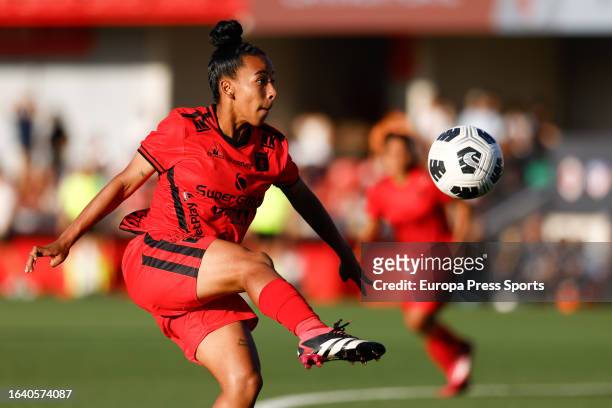 Wendy Bonilla of America de Cali in action during the Women’s Cup 2023, third and fourth place football match, played between River Plate and America...