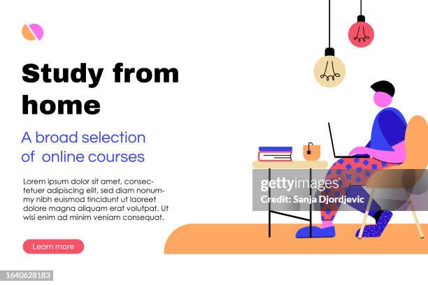 student study from home - web landing page design - mobile landing page stock illustrations