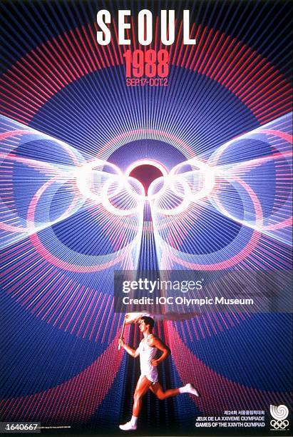 An offical poster from the 1988 Seoul Olympic Games on display at the IOC Olympic Museum in Lausanne, Switzerland. \ Mandatory Credit: IOC Olympic...