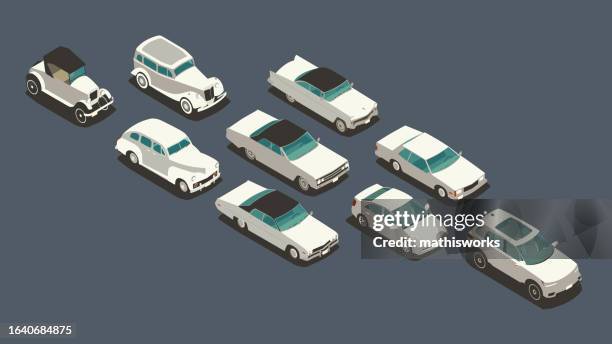 stockillustraties, clipart, cartoons en iconen met evolution - personenauto