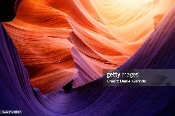 colors and textures of antelope canyon, canyonlands, colored backgrounds, colored textures, arizona - rock formation light stock pictures, royalty-free photos & images