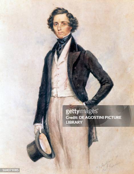 Portrait of Felix Mendelssohn Bartholdy , German composer, conductor and pianist. Watercolour by James Warren Childe, 1829. Berlin, Staatsbibliothek...