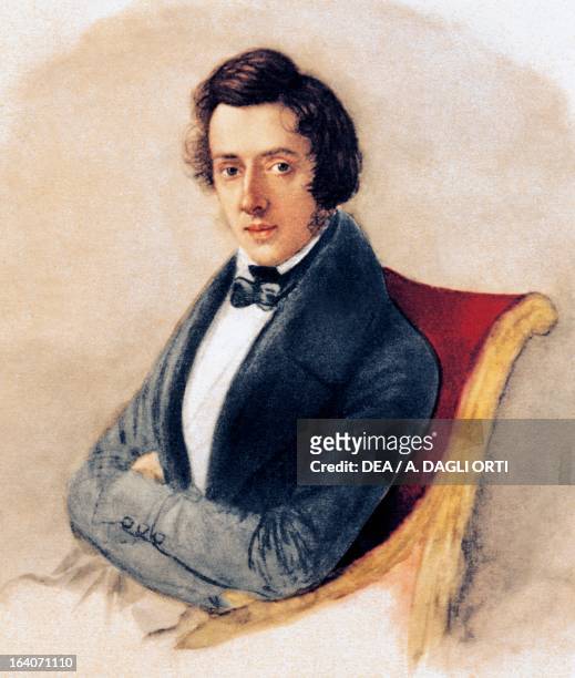 Portrait of Frederic Chopin , Polish pianist and composer, watercolour by Maria Wodzinska . Varsavia, Muzeum Fryderyka Chopina