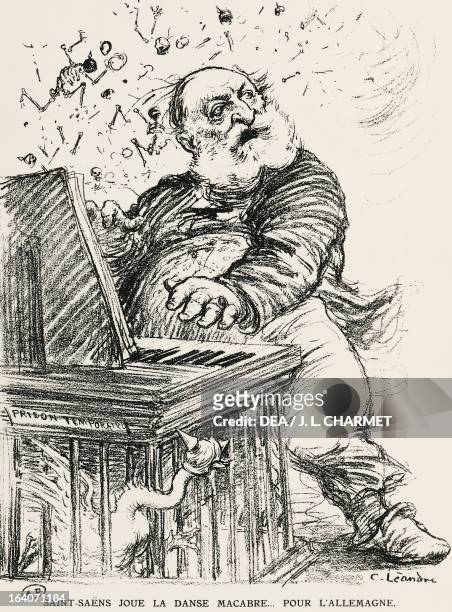 Caricature of Charles Camille Saint-Saens , French composer, pianist and organist. Paris, Bibliothèque Des Arts Decoratifs