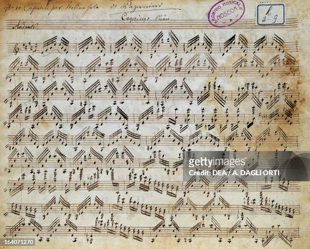 Sheet music of Capricci for violin solo, by Niccolo' Paganini . Milan, Biblioteca Del Conservatorio 'Giuseppe Verdi'