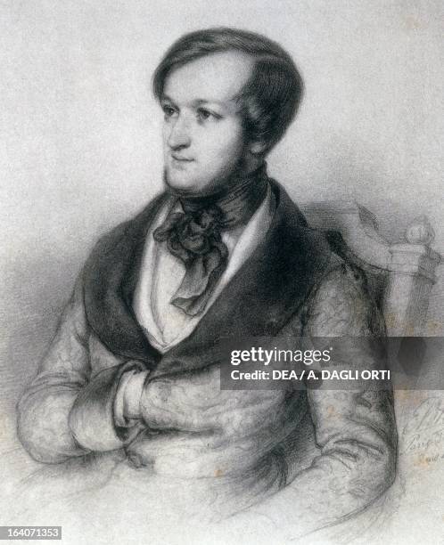 Portrait of a young Richard Wagner , German composer, drawing by Ernst Benedikt Kietz , 1842. Bayreuth, Richard-Wagner-Museum