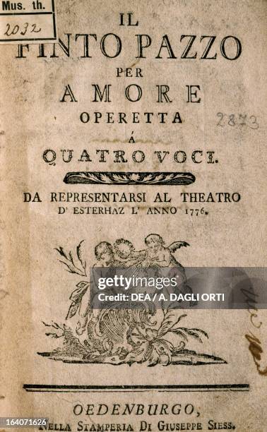 Title page of Il finto pazzo per amore, operetta by Carl Ditters von Dittersdorf . Budapest, Szechenyi Nemzeti Konyvtar