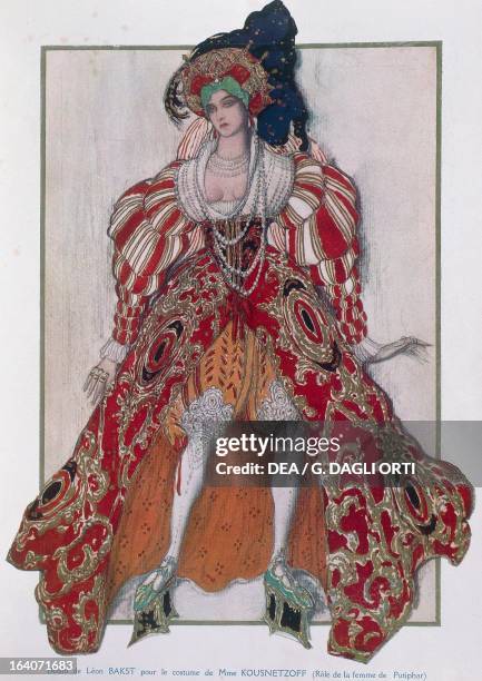 Madame Kousnetzova in the role of Potiphar's Wife costume sketch by Leon Bakst for The legend of Joseph, by Richard Strauss . Illustration from...