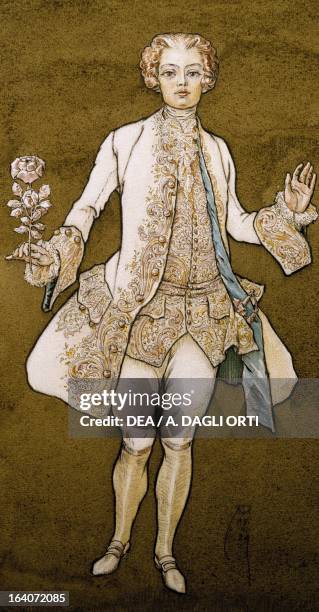 The character Octavian from the opera Der Rosenkavalier , with music by Richard Strauss and libretto by Hugo von Hofmannsthal . Drawing from 1924 by...