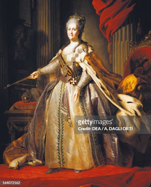 Portrait of Catherine II, also known as Catherine the Great , Empress consort of Peter III of Russia , painting by Fyodor Rokotov , ca 1770. Mosca,...