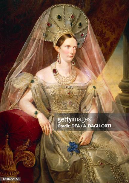 Portrait of Princess Charlotte of Prussia , Empress of Russia, as Alexandra Feodorovna, wife of Tsar Nicholas I , copy of a painting by Kruger, 1830....