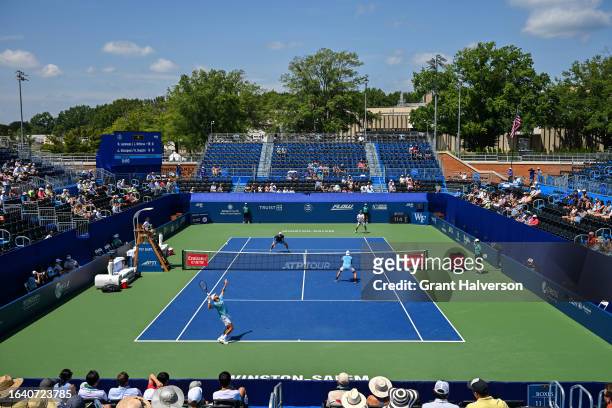 General view of the doubles final of the Winston-Salem Open between Nathaniel Lammons and Jackson Withrow of the United States and Lloyd Glasspool...