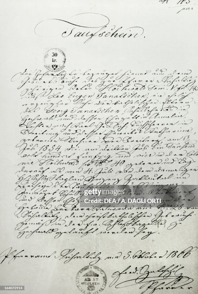 Birth certificate of Leos Janacek...