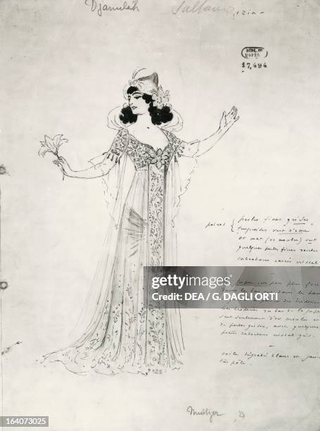 Costume for Djamileh by Georges Bizet . Drawing by Marcel Multzer . Paris, Bibliothèque Nationale De France