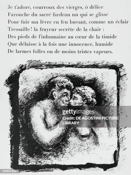 Illustration for The afternoon of a faun, by Stephane Mallarme . Lithograph by Rene Demeurisse . Paris, Bibliothèque Nationale De France