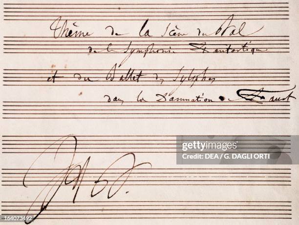 Handwritten first page of The Damnation of Faust, by Hector Louis Berlioz , theme of the dance scene of the great symphony and ballet of the sylphs....