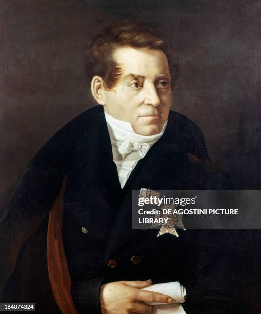 Portrait of August Wilhelm von Schlegel , German poet, translator, and critic. Painting by Adolf Hohneck . Dresda, Buchmuseum Der Sachsichen...