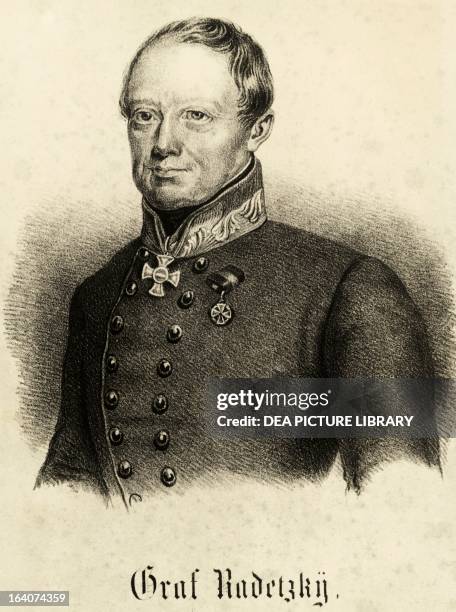 Portrait of Johann Joseph Radetzky , Austrian field marshal, governor of Lombardy-Venetia in 1849, engraving. Austria, 19th century.