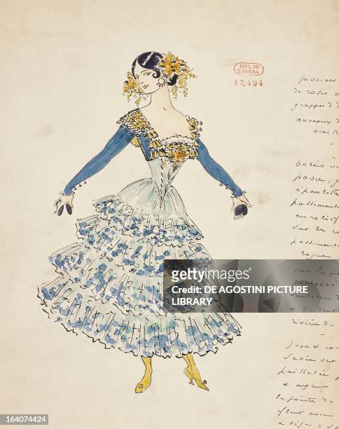 Carmen, costume sketch by Marcel Multzer for Act II of Carmen, by Georges Bizet , 1875. Paris, Bibliothèque-Musée De L'Opéra National De Paris-Garnier