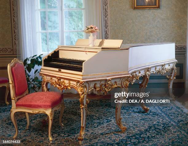 Wolfgang Amadeus Mozart's piano in Bertramka villa in Prague. Prague, Vila Bertramka Muzeum W.A. Mozarta A Manzelu Dukovych