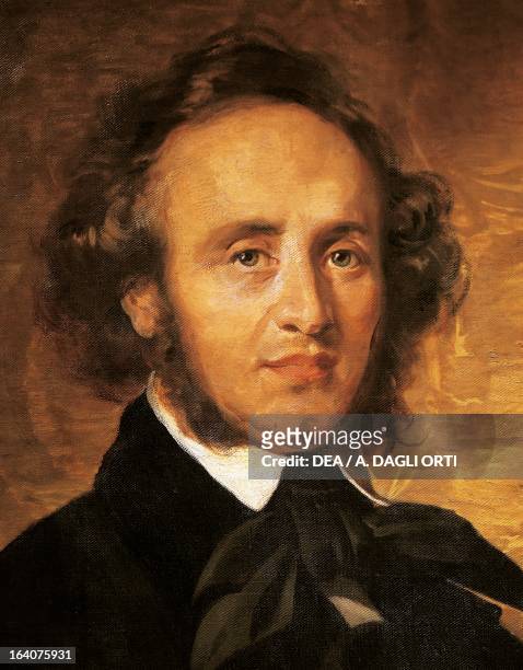 Portrait of Felix Mendelssohn Bartholdy , German composer and conductor. Painting by Achille Talarico . Naples, Museo Storico Musicale
