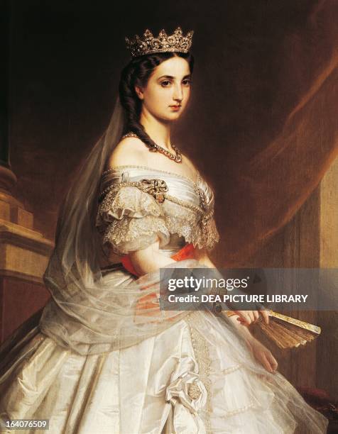 Portrait of Charlotte of Saxe-Coburg-Gotha , Empress of Mexico, painting in 1865 by Albert Grafle . Citta' Del Messico, Museo Nacional De Historia