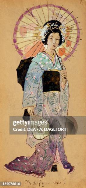 Costume sketch for Madama Butterfly , opera by Giacomo Puccini . Milan, Museo Teatrale