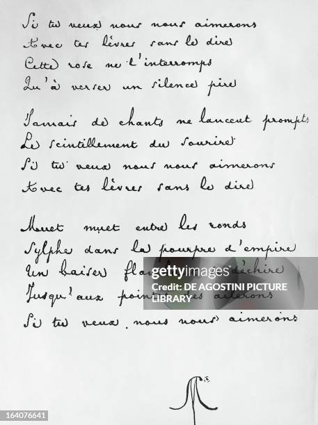 Rondel, handwritten poem by Stephane Mallarme published in La Plume in 1896. Paris, Bibliothèque Nationale De France