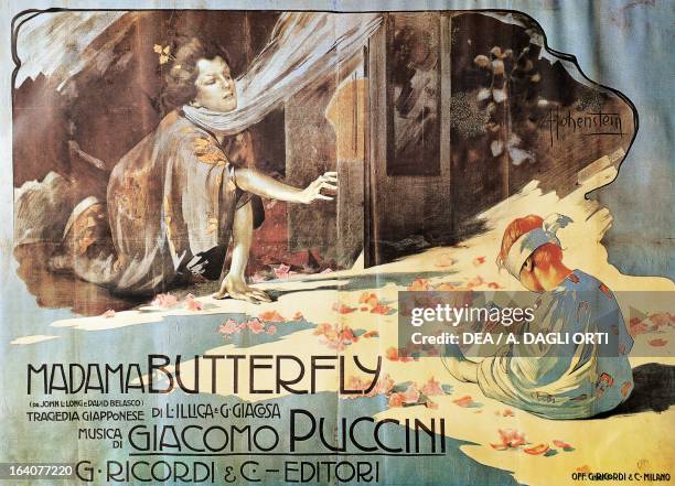 Poster for Madame Butterfly, opera by Giacomo Puccini . Lucca, Casa Di Giacomo Puccini