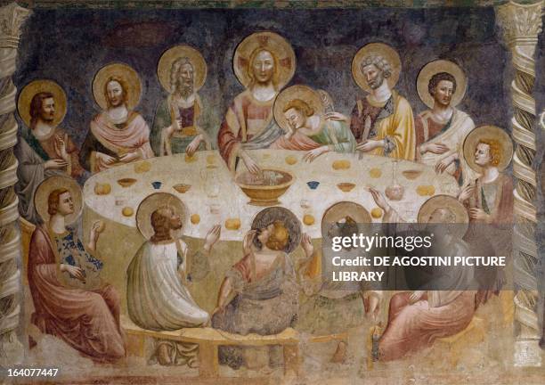 The Last Supper of Christ, 14th century fresco, dining-hall of Pomposa Abbey, Codigoro, Ferrara, Italy.