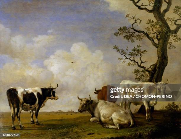 Four bulls, by Paulus Potter , oil on canvas, 57x67 cm. Turin, Galleria Sabauda