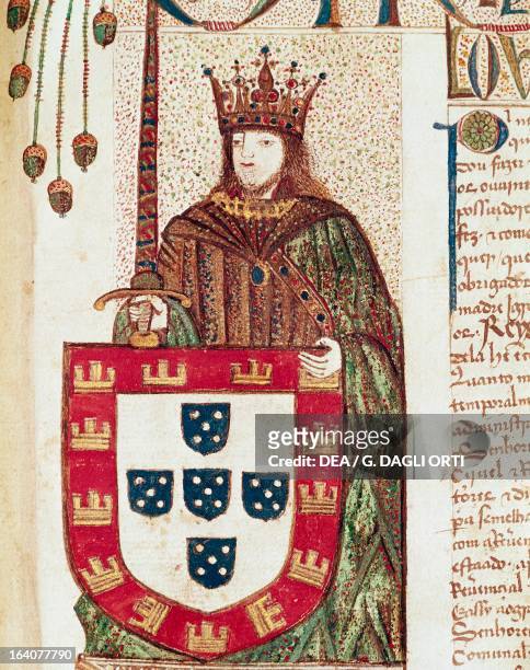 Portrait of John II of Portugal, known as The Perfect Prince , King of Portugal and the Algarves. Thumbnail by Livro dos copos da Ordem de Santiago ....