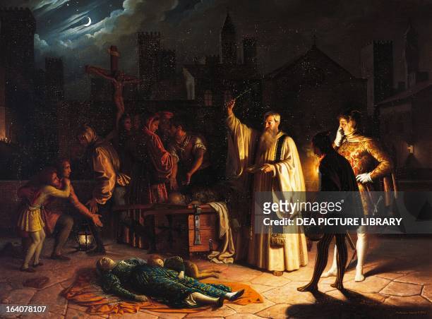 Scene of the plague in Florence in 1348 described by Boccaccio, by Baldassarre Calamai , oil on canvas, 95x126 cm. Italy. Florence, Palazzo Pitti...